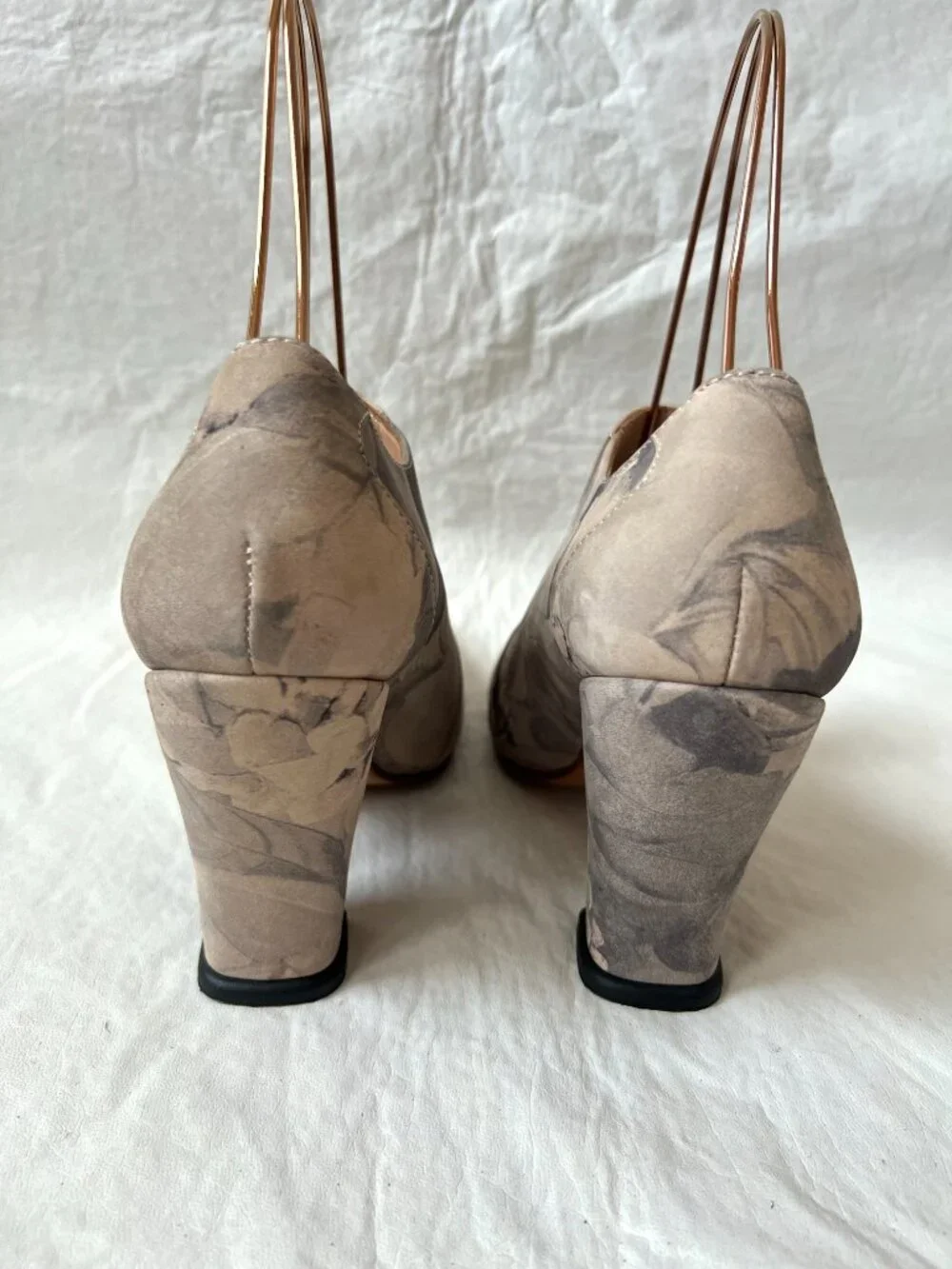 John Fluevog high heels womens 8.5 Kendra pointed toe beige leather floral print